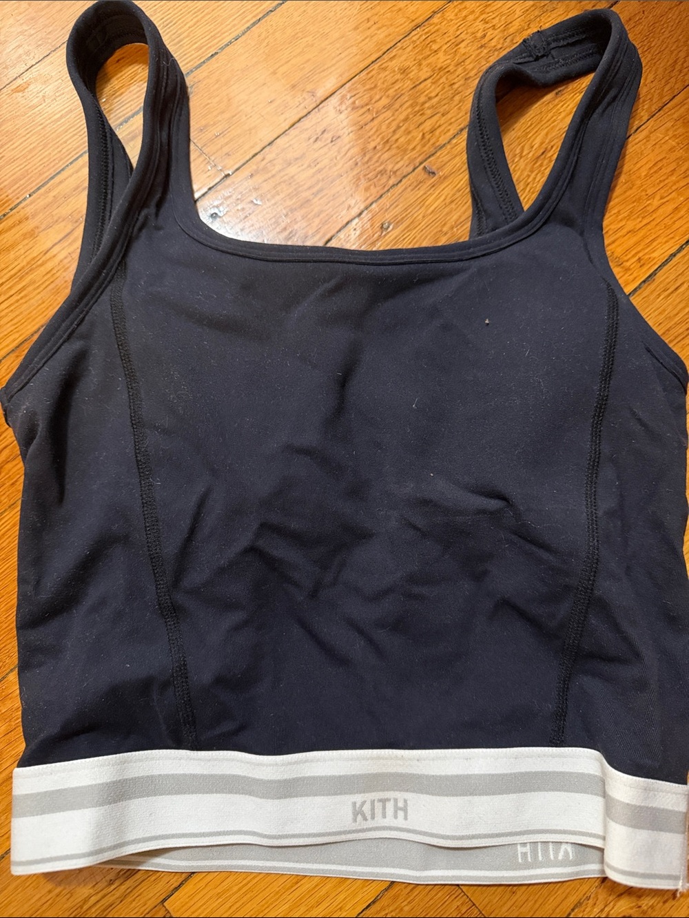 Kith Black Sports Bralette with White Logo Band